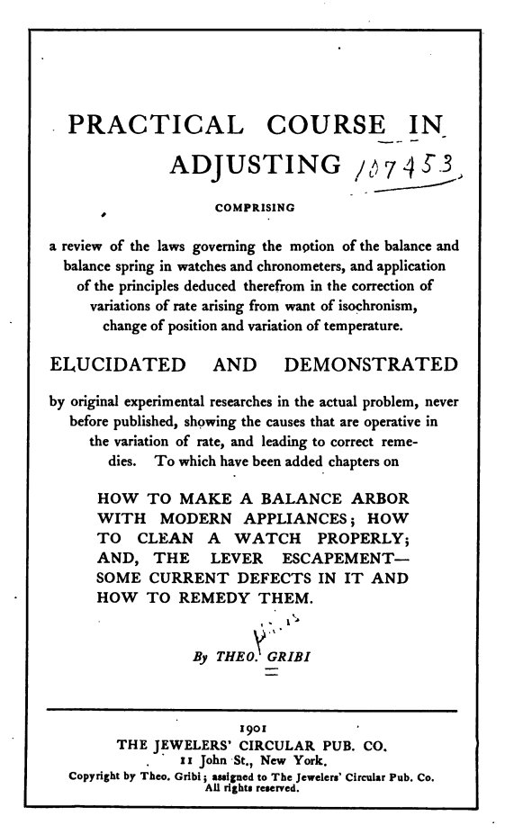 《Practical Course in Adjusting》(1901)